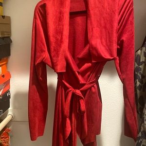 Wrap around Faux Suede Jacket